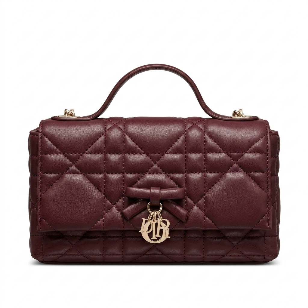 Dior bow tie mini chain bag - burgundy