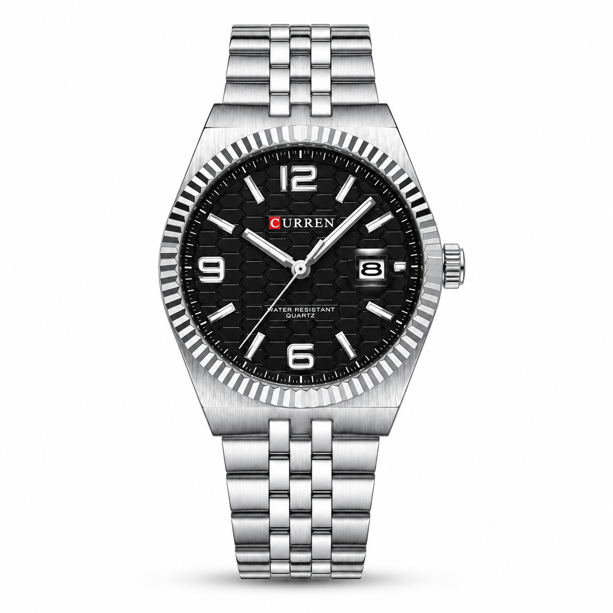 Curren Men's Classic Date Watch – Silver Black