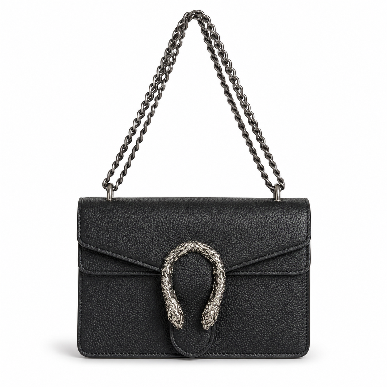 Luxe Serpentine Chain Shoulder Bag - Black
