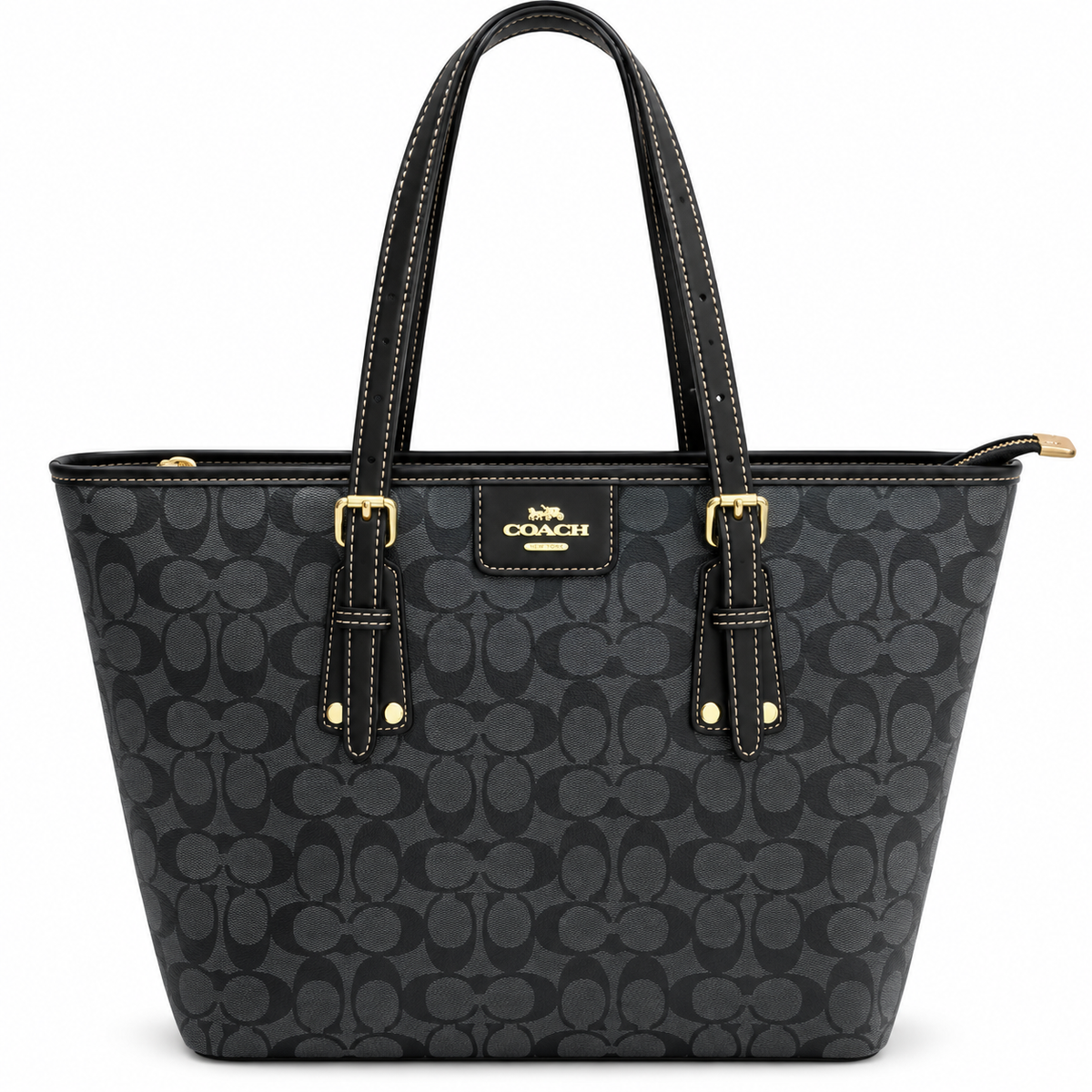 Coach Signature City Zip Tote - Full Black