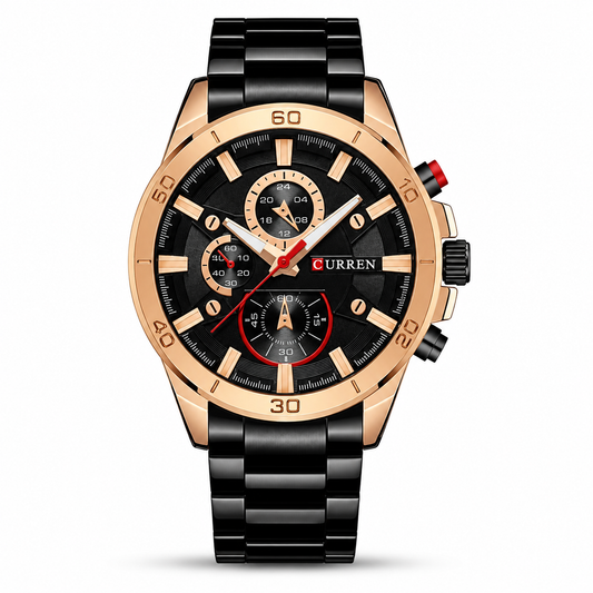 Curren Men's Apex Chronograph Watch – Rose Gold Black