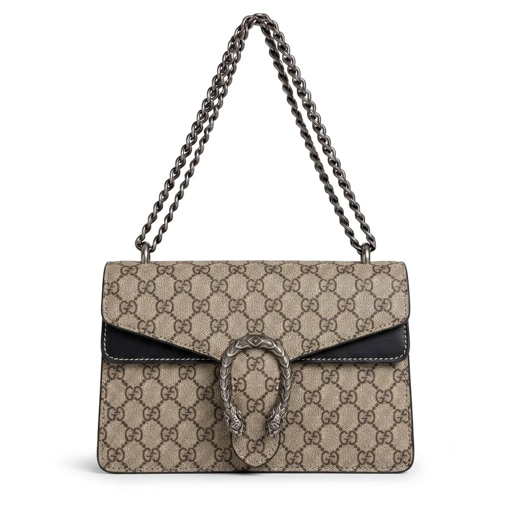 Black Accent Monogram Serpentine Chain Shoulder Bag