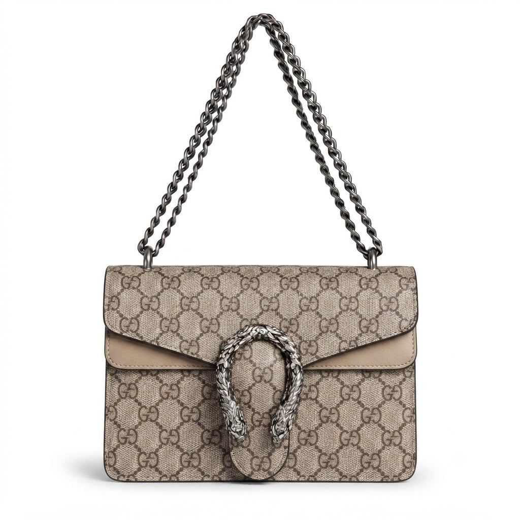 Beige Monogram Serpentine Chain Shoulder Bag