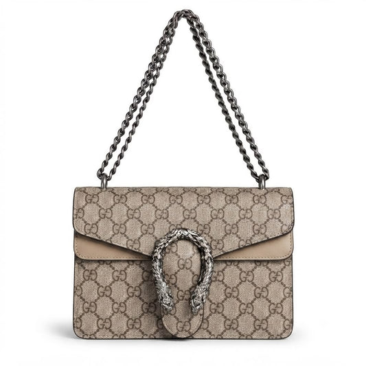 Beige Monogram Serpentine Chain Shoulder Bag