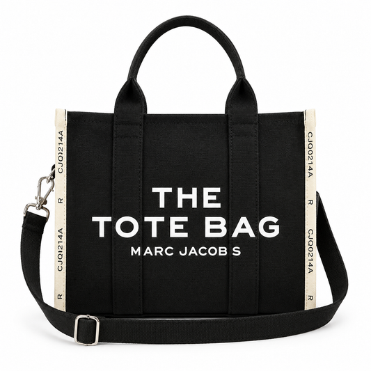 Luxe Noir Medium Canvas Tote Bag