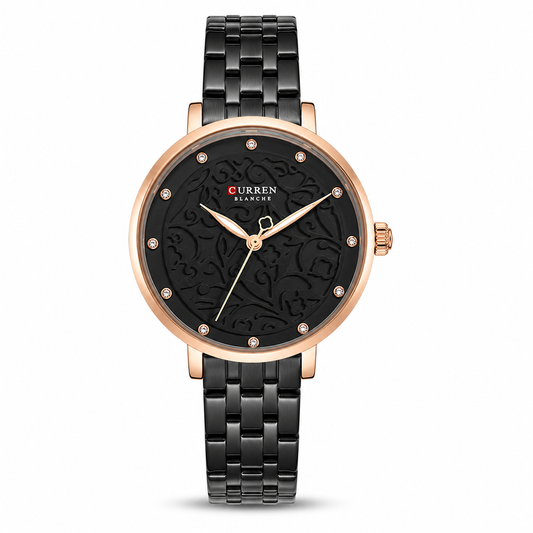 Curren Women's Black Floral Elegance Watch