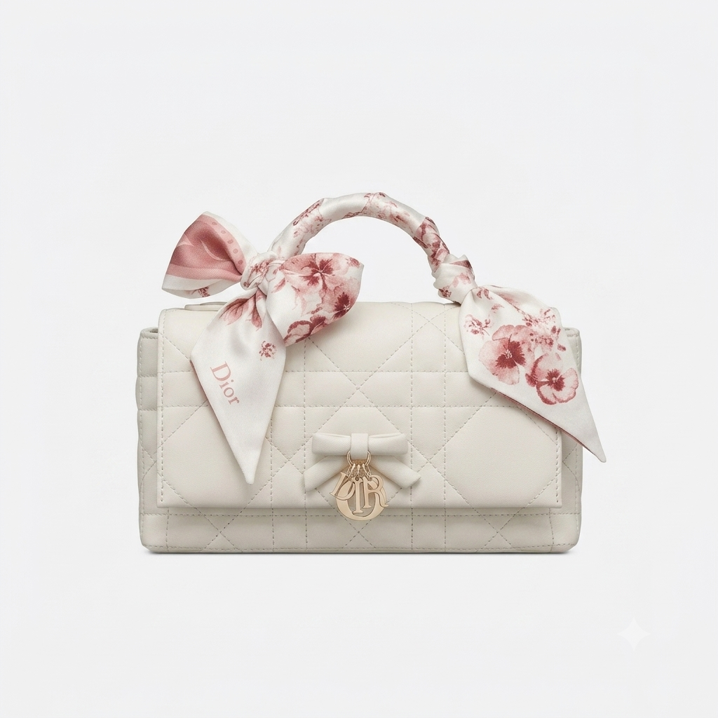 Dior bow tie mini chain bag - white
