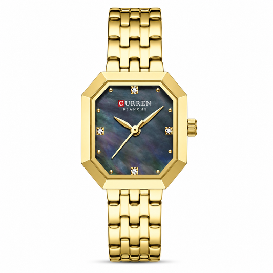 Curren Women's Gold Midnight Pearl Octagon Watch