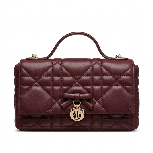 Dior bow tie mini chain bag - burgundy