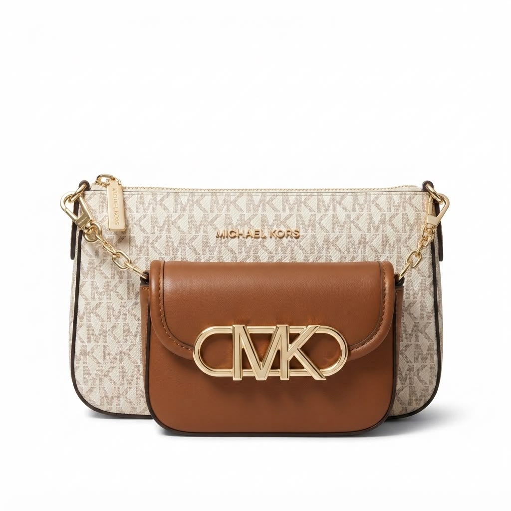 Michael Kors Empire Signature Convertible Crossbody – Vanilla/Luggage
