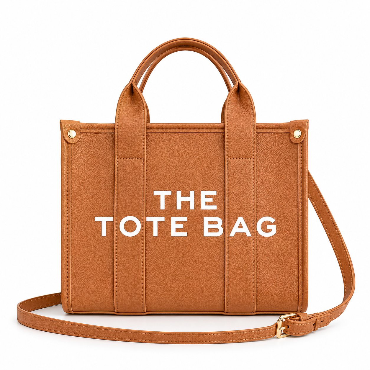 Brown: Luxe Cognac Small Tote Bag
