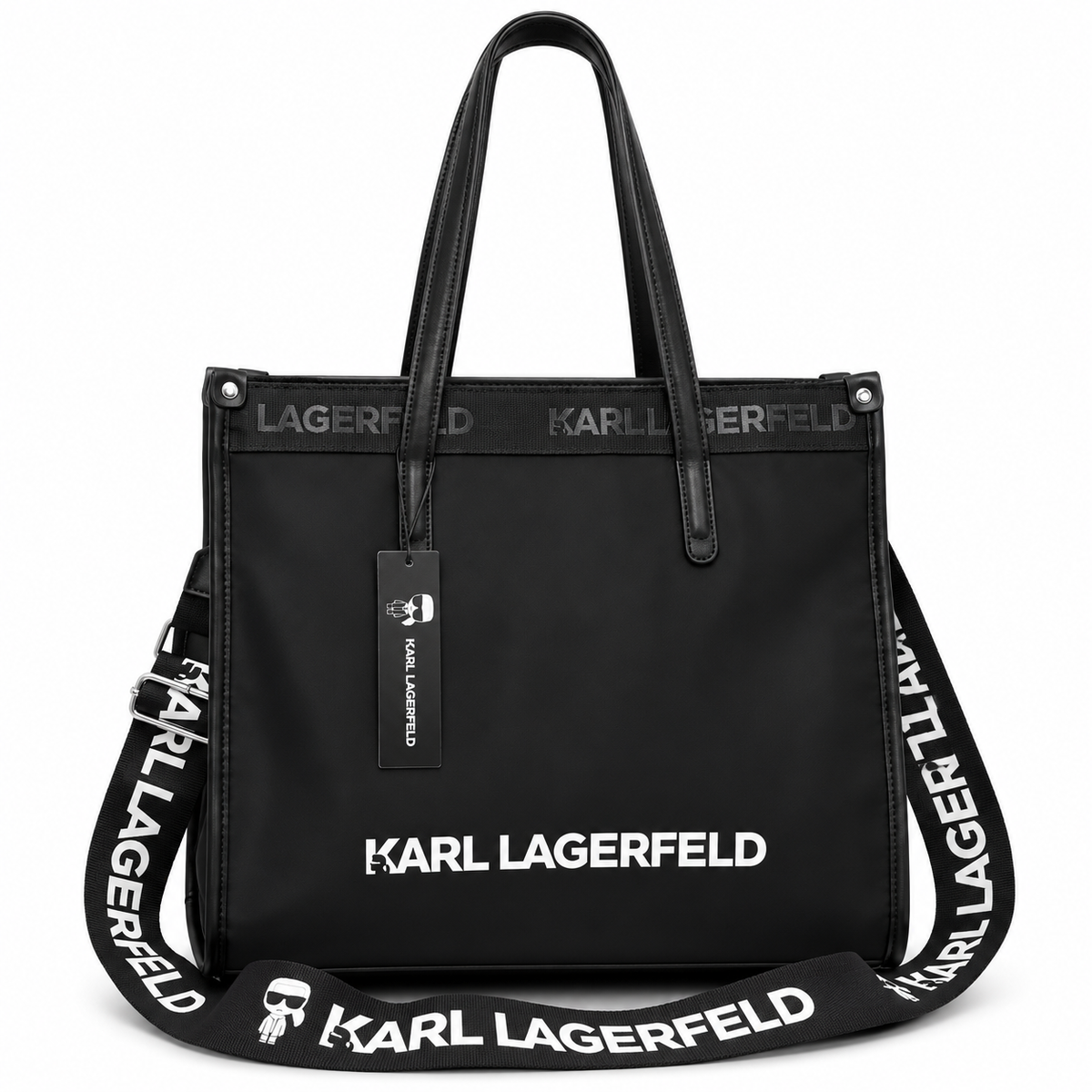 KARL LAGERFELD Strap Tote Bag – Black