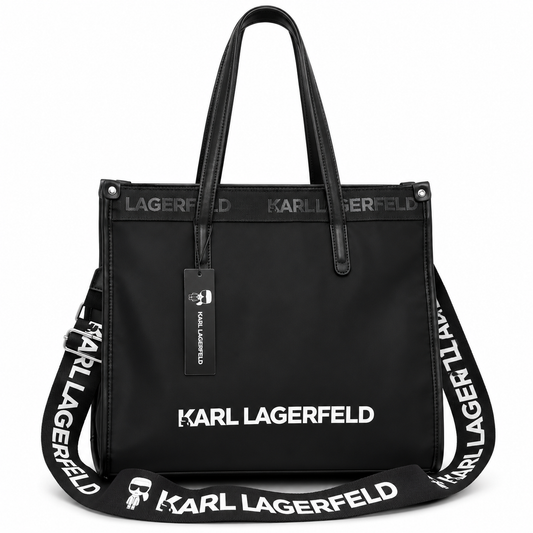 KARL LAGERFELD Strap Tote Bag – Black