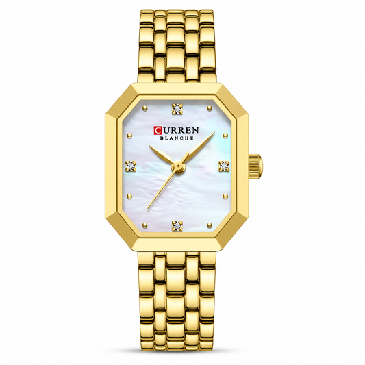 Curren Women's Gold Mother-of-Pearl Octagon Watch