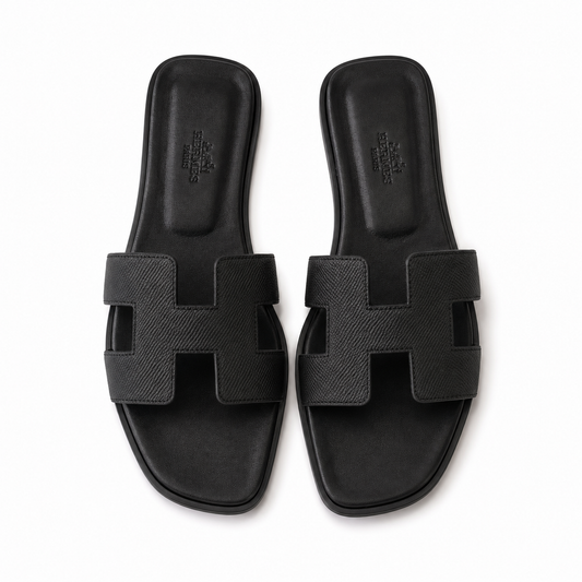 Black Hermès Oran Sandal