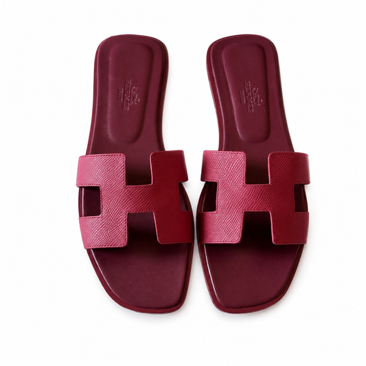 Burgundy Hermès Oran Sandal