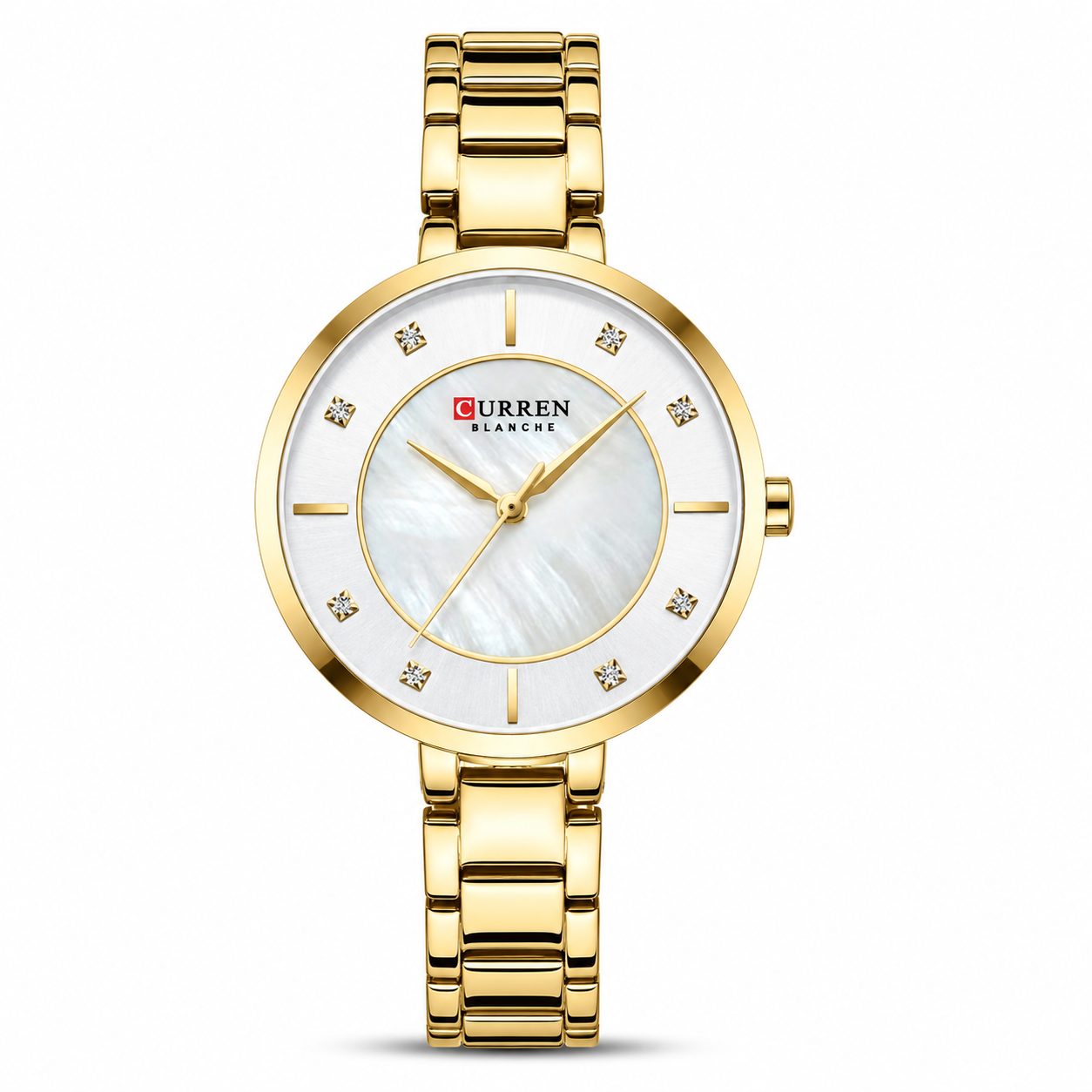 Curren Women's Gold Pearl Crystal Watch