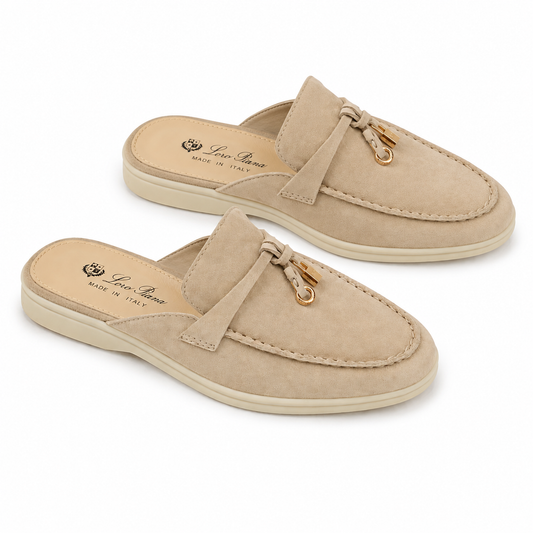 Loro Piana style suede mule loafers